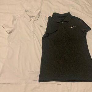 Two Nike Golf Polos White/Dark Heather Gray
